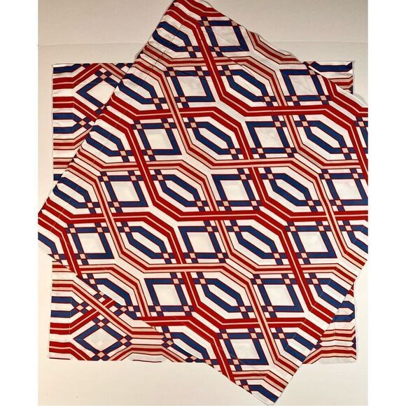 Pottery Barn Set of 2 Geometric Euro Square Pillow Shams Blue Orange EUC Bedroom - Picture 3 of 11